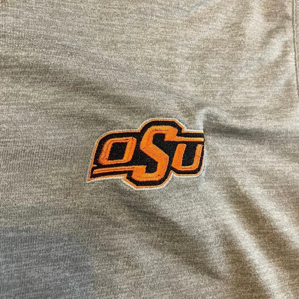 Under Armour Oklahoma State Cowboys Polo Mens M Gray OSU HeatGear Golf Shirt
